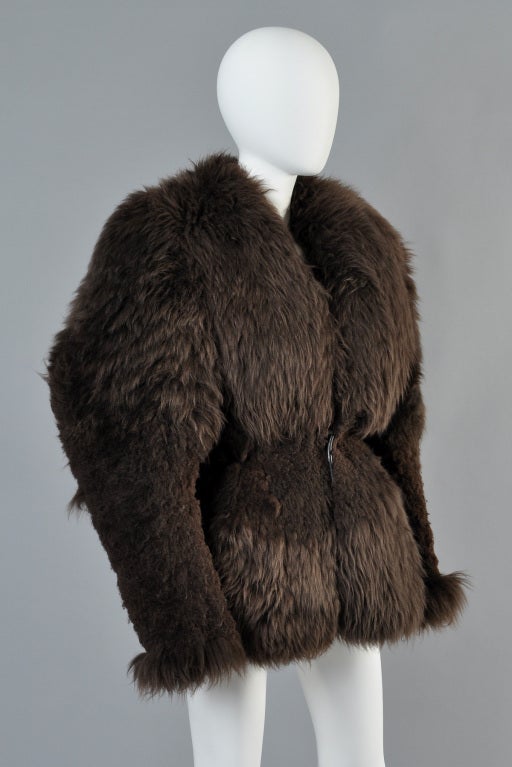 Early Rick Owens Sculpted Shearling Fur Coat 2