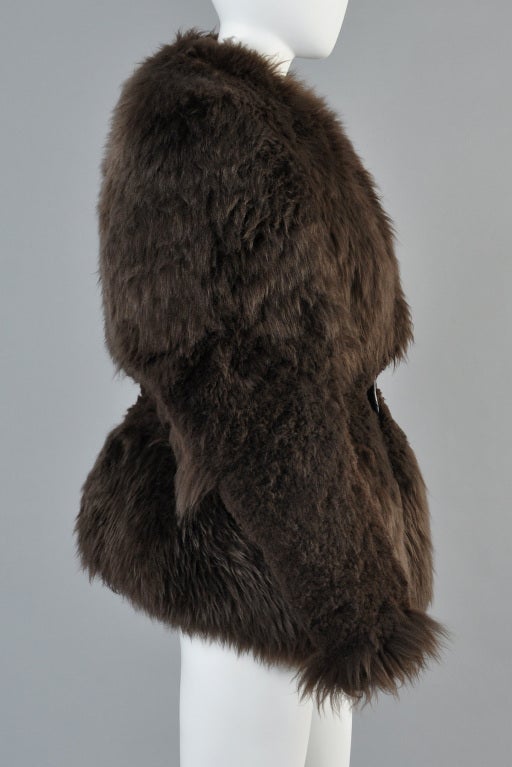 Early Rick Owens Sculpted Shearling Fur Coat 3