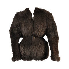 Early Rick Owens Sculpted Shearling Fur Coat