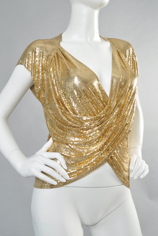 Ferrara for Whiting & Davis 1970s Chain Mail Draped Top 2