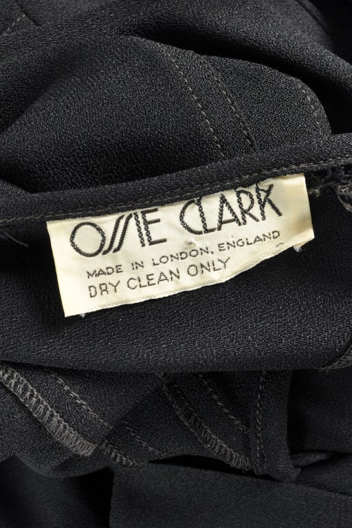 Ossie Clark Moss Crepe Blouson Sleeve Evening Gown 6