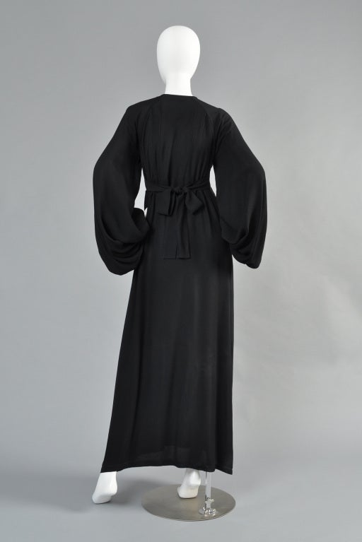 Ossie Clark Moss Crepe Blouson Sleeve Evening Gown 5