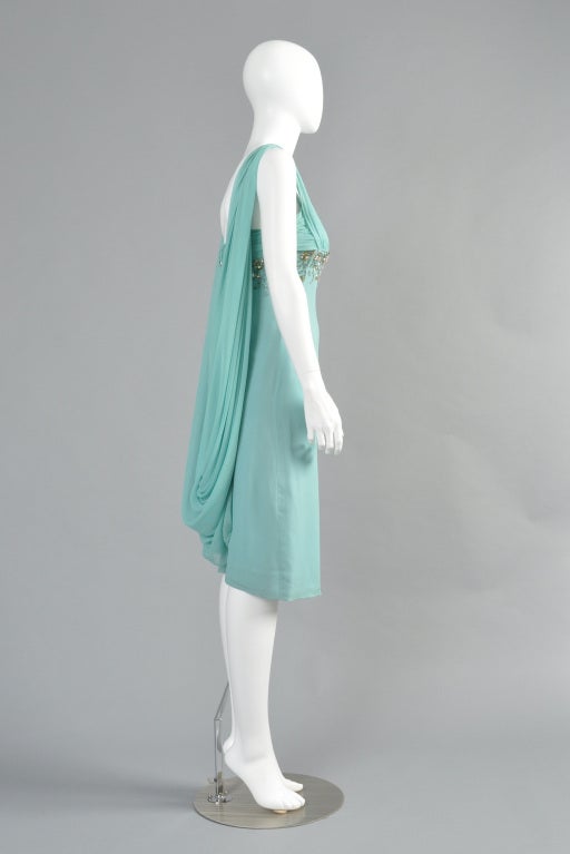 1950s Silk Chiffon Beaded Cape Dress 3