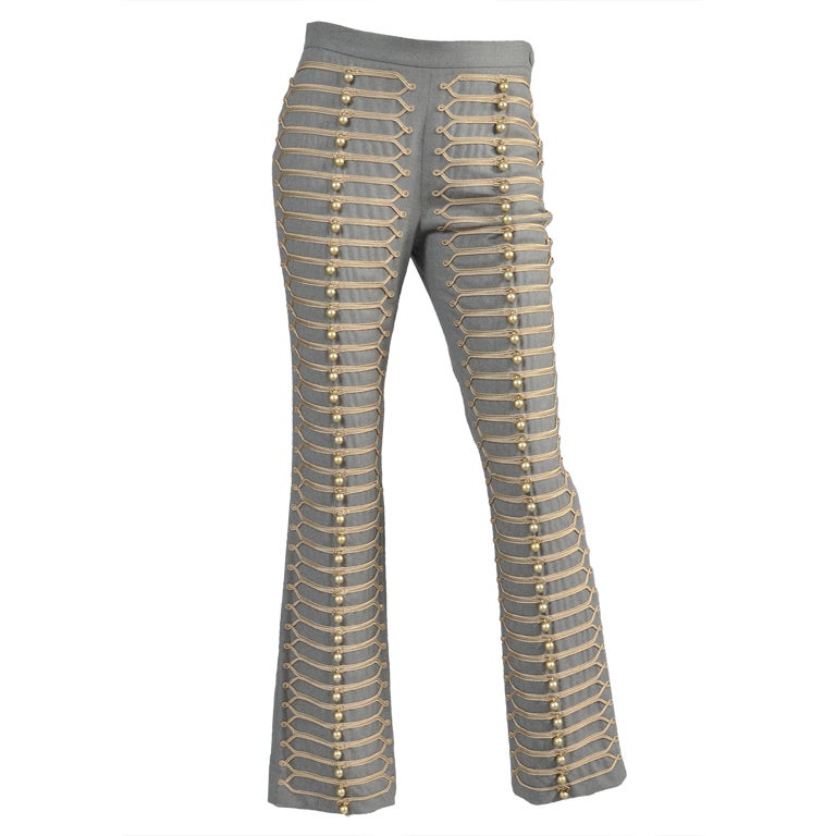 Moschino Military Band Embroidered Bell Pants For Sale