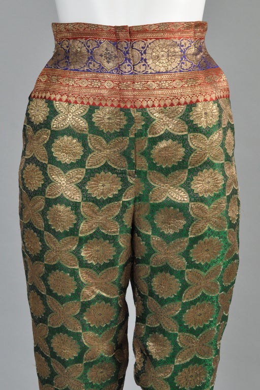 Women's Norma Kamali OMO Silk Brocade Harem Pants For Sale
