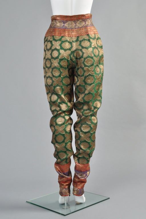 Norma Kamali OMO Silk Brocade Harem Pants For Sale 6