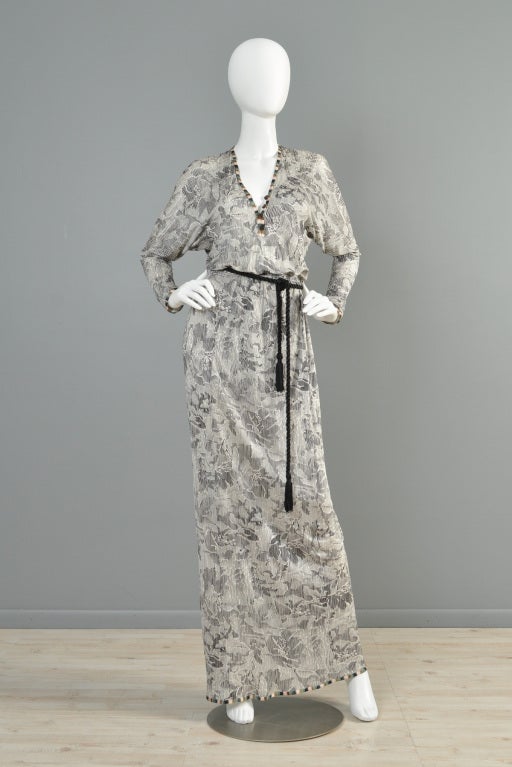 1970s Missoni Op Art Floral Silk Jersey Maxi Dress