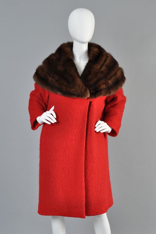 Women's Hattie Carnegie 1950s Wool + Russian Sable Coat