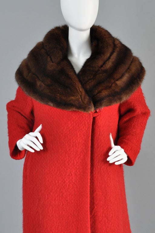 Hattie Carnegie 1950s Wool + Russian Sable Coat 1
