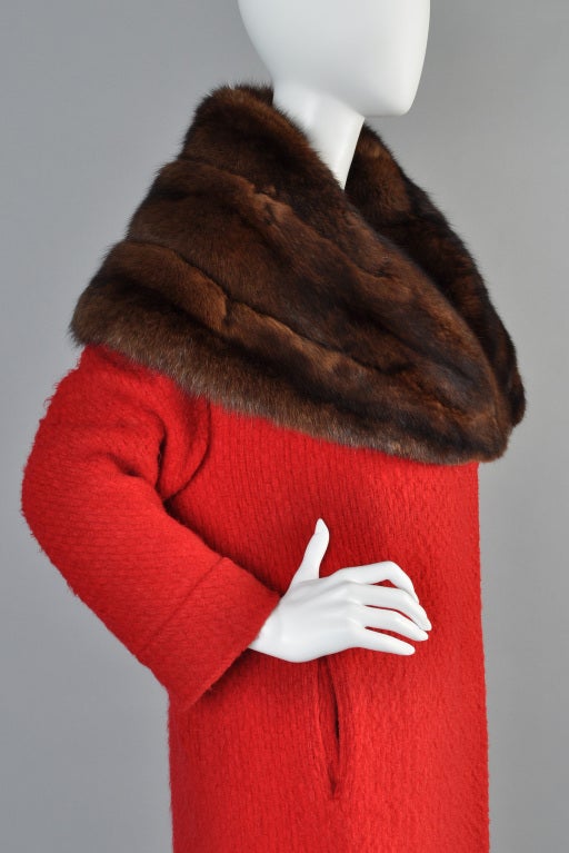 Hattie Carnegie 1950s Wool + Russian Sable Coat 3
