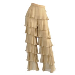 Vintage Valentino Silk Tiered Ruffle Trousers