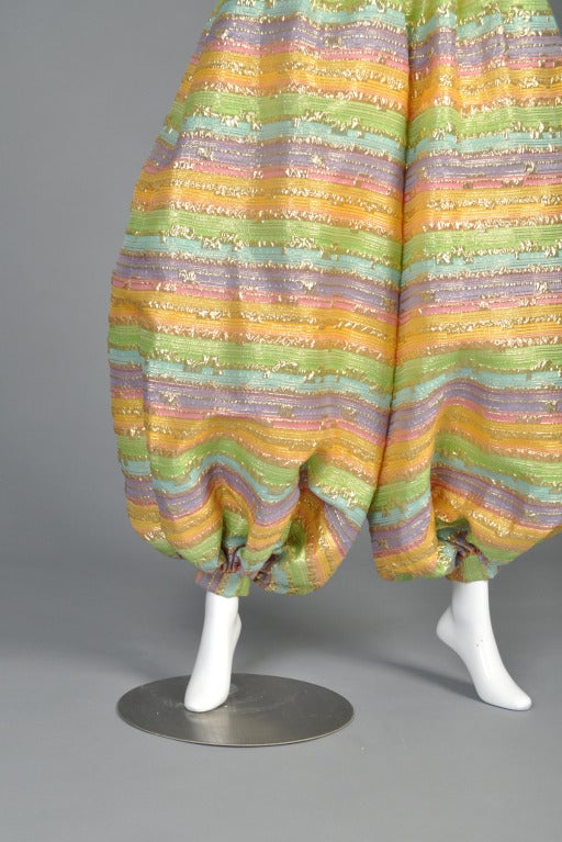 Women's Adolfo 1960s Striped Brocade Balloon Pants