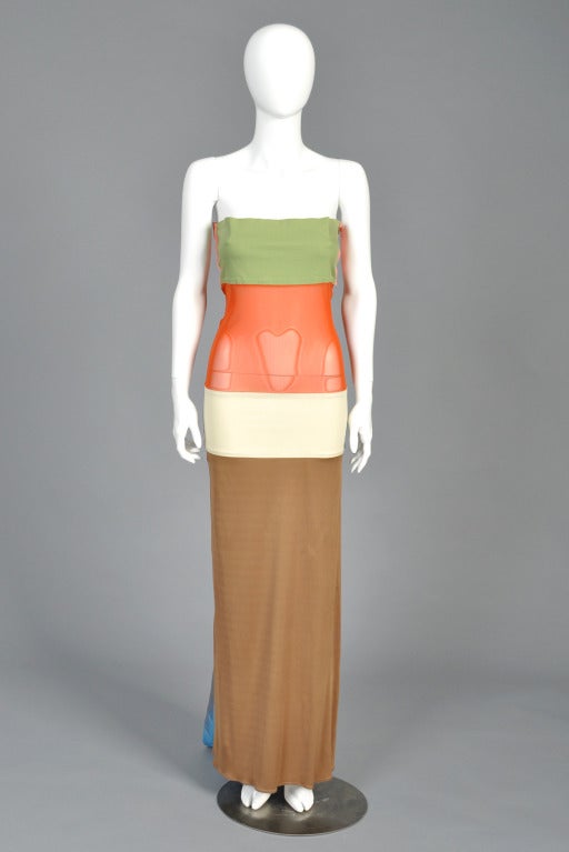 Jean Paul Gaultier Colorblocked Gown with Bows In Excellent Condition In Yucca Valley, CA