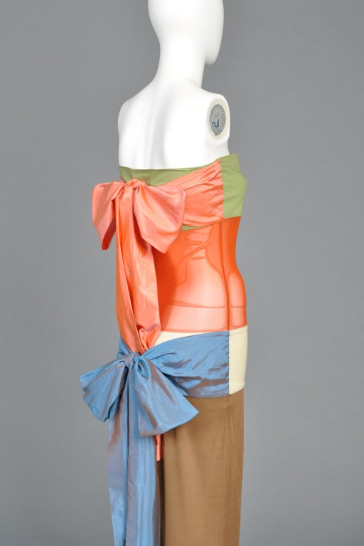 Jean Paul Gaultier Colorblocked Gown with Bows 1