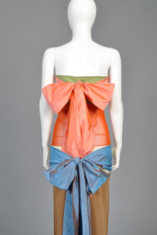 Jean Paul Gaultier Colorblocked Gown with Bows 2