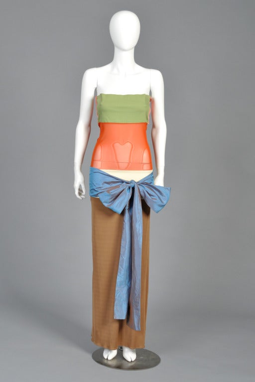 Jean Paul Gaultier Colorblocked Gown with Bows 3