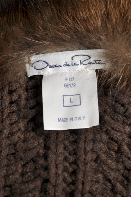 Oscar de la Renta Cashmere + Fisher Fur Sweater Coat 6