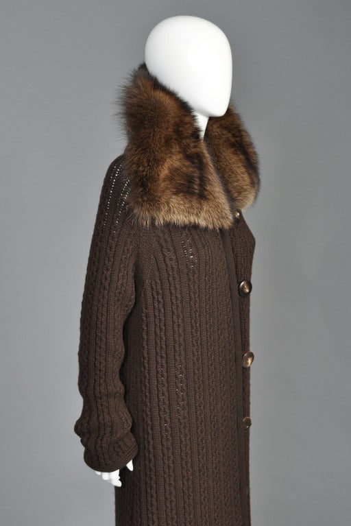 Oscar de la Renta Cashmere + Fisher Fur Sweater Coat 1