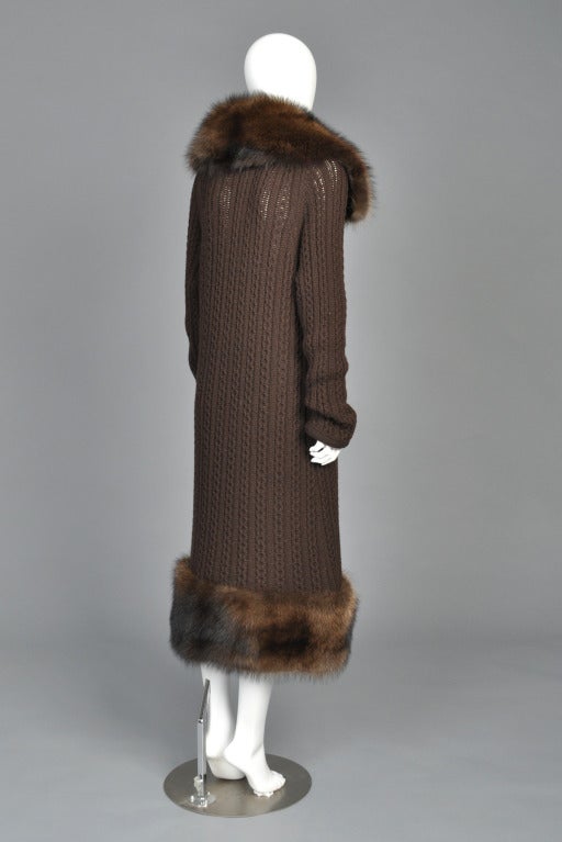 Oscar de la Renta Cashmere + Fisher Fur Sweater Coat 2