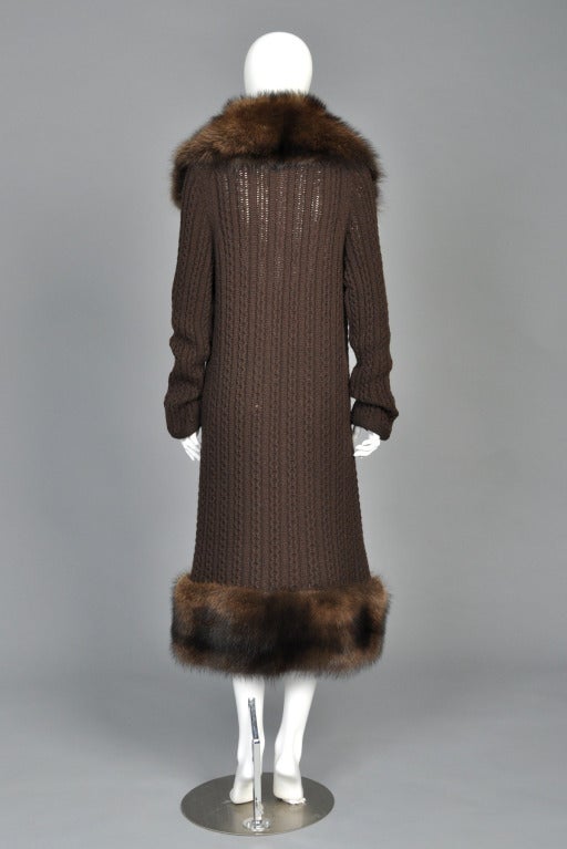 Oscar de la Renta Cashmere + Fisher Fur Sweater Coat 3