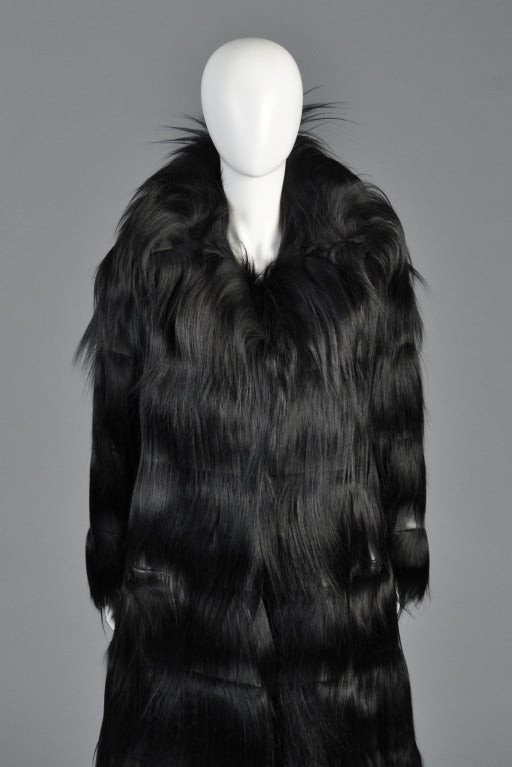 1970s Monkey Fur + Leather Coat at 1stDibs monkey fur coat, monkey in