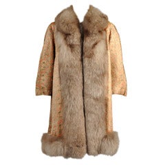 Pierre Balmain Haute Couture Brocade + Fox Fur Coat