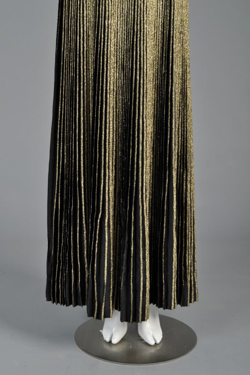 Women's Gucci 1970s Pleated Silk & Lamé Evening Gown with Jacket