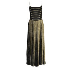 Gucci 1970s Pleated Silk & Lamé Evening Gown with Jacket