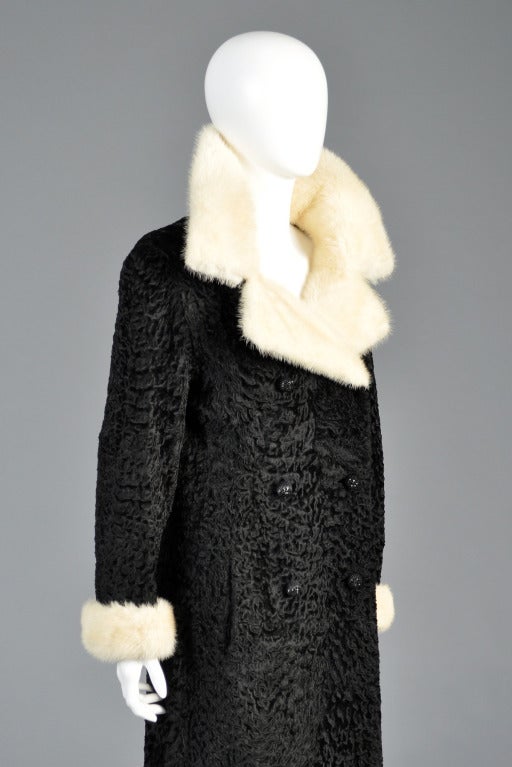 1960s Broadtail + Mink Fur Maxi Coat 3