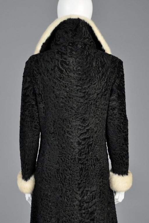 1960s Broadtail + Mink Fur Maxi Coat 5