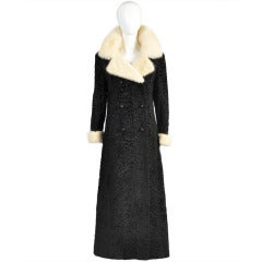 Vintage 1960s Broadtail + Mink Fur Maxi Coat