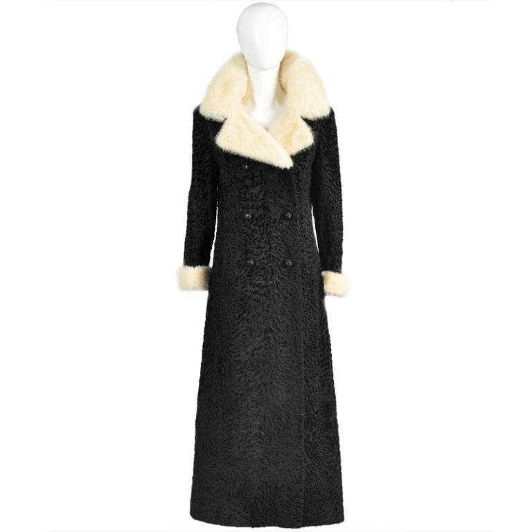 1960s Broadtail + Mink Fur Maxi Coat