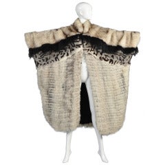Retro Avant Garde Woven Fox Fur + Mongolian Lamb Coat