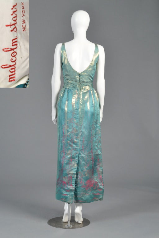 Malcolm Starr 1960s Metallic Brocade Gown 6