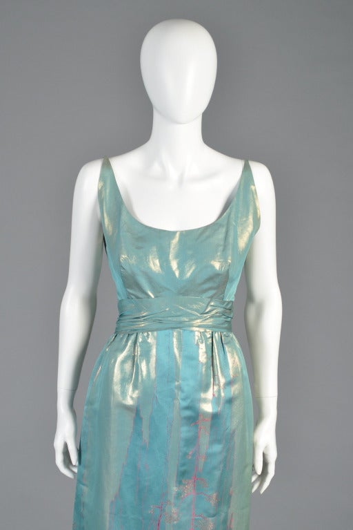 Malcolm Starr 1960s Metallic Brocade Gown In Excellent Condition In Yucca Valley, CA