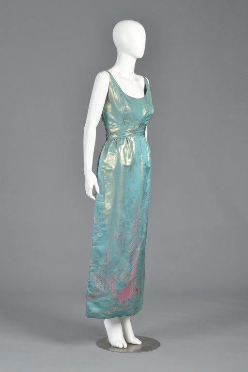 Malcolm Starr 1960s Metallic Brocade Gown 4