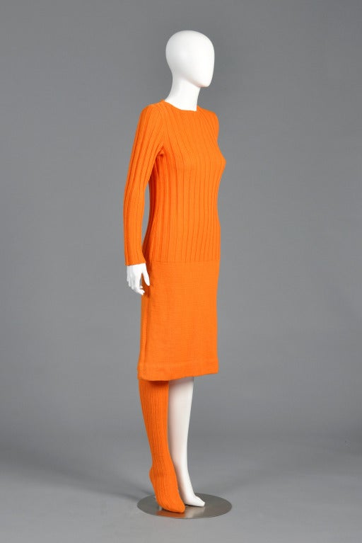 Rudi Gernreich 1960s Wool Dress + Stockings For Sale 1