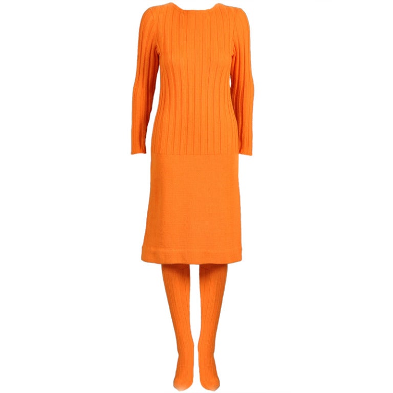 Rudi Gernreich 1960s Wool Dress + Stockings For Sale