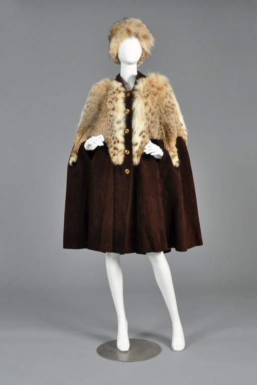 1970s Gucci Suede + Lynx Fur Cape