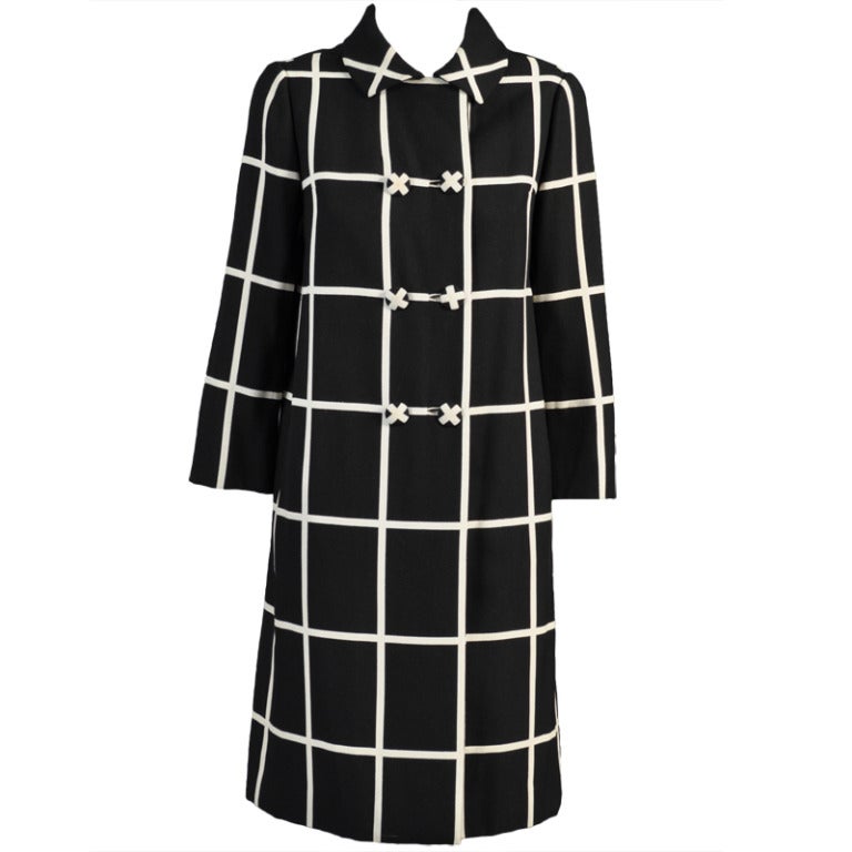 Castillo 1960s Black + White Plaid Coat