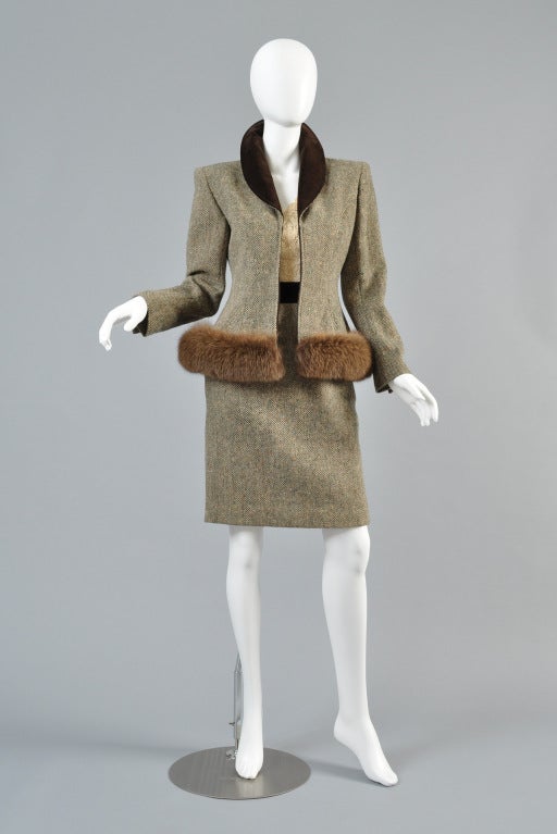 Valentino Wool + Fox Fur Suit