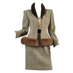Vintage Valentino Wool + Fox Fur Suit