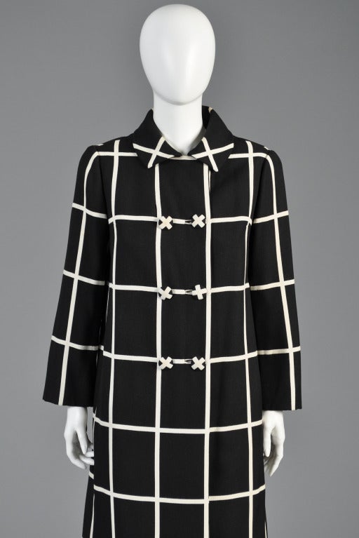 Women's Castillo 1960s Black + White Plaid Coat