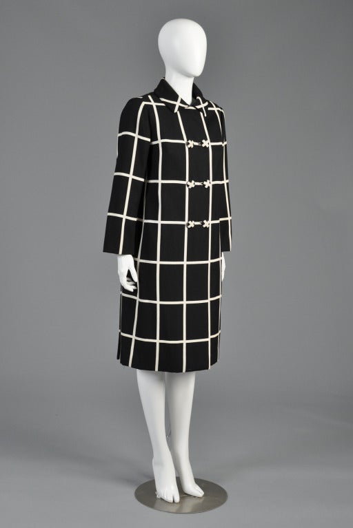 Castillo 1960s Black + White Plaid Coat 2