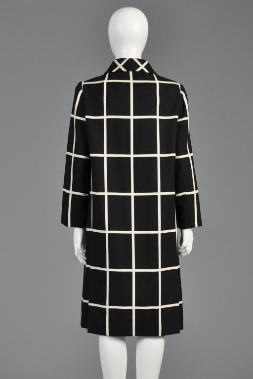 Castillo 1960s Black + White Plaid Coat 3