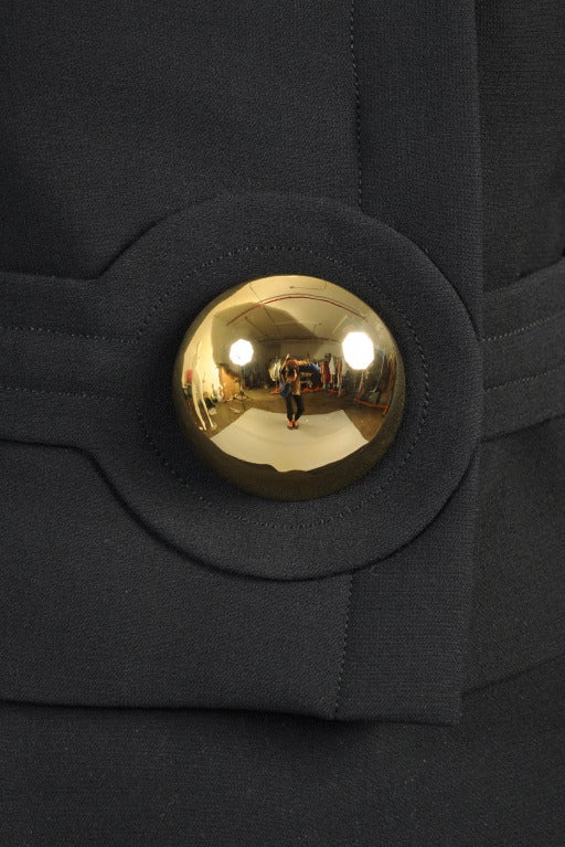 Women's Pierre Cardin 1960s Wool Suit with Gold Brooch For Sale