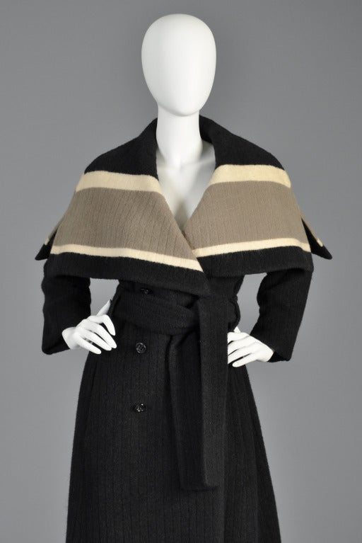 Christian Dior 1950s Wool Coat with Massive Caped Collar In Excellent Condition In Yucca Valley, CA