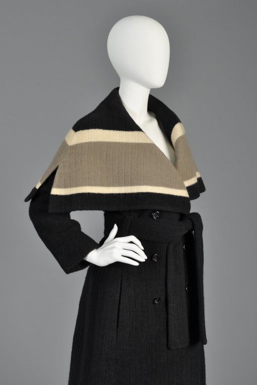 Christian Dior 1950s Wool Coat with Massive Caped Collar 1