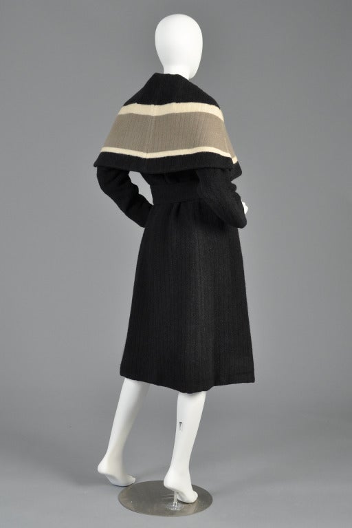 Christian Dior 1950s Wool Coat with Massive Caped Collar 3