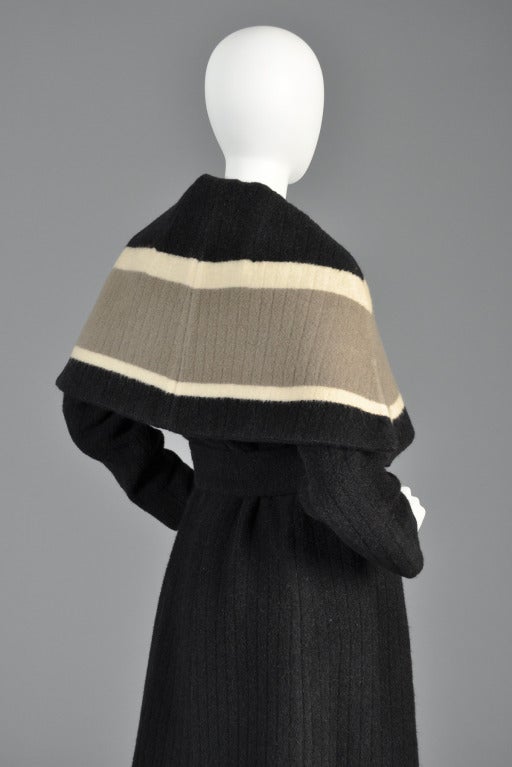 Christian Dior 1950s Wool Coat with Massive Caped Collar 4